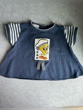 Baby Looney Tunes Vintage Navy Nautical Tweetie Bird Size 6-9M